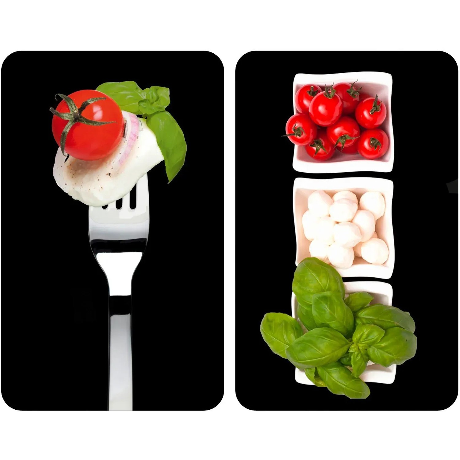 Set di 2 copripiano cottura Wenko Caprese con pomodori, mozzarella e basilico.