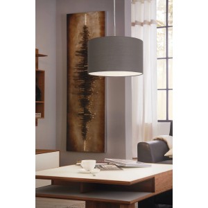 Moderna lampada a sospensione Eglo Pasteri con paralume in tessuto antracite-marrone, Ø 38 cm, per lampadine E27 fino a 60W.