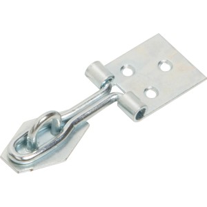 Catenaccio zincato con occhiello, 100x25mm, per coperchi di casse e piccole porte.