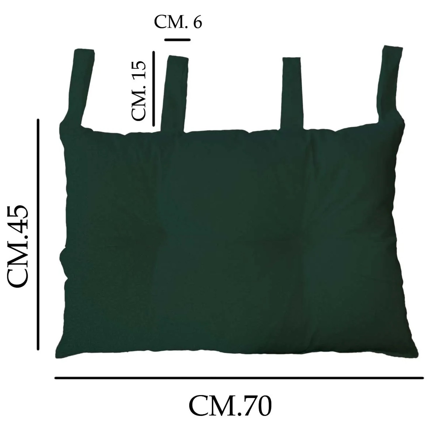 Cuscino per sedia t.b.t. verde scuro con lacci, 70x45 cm.