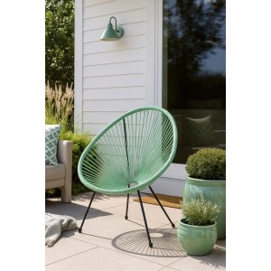 Poltrona in acciaio e simil rattan Scooby 72x77x83 cm verde