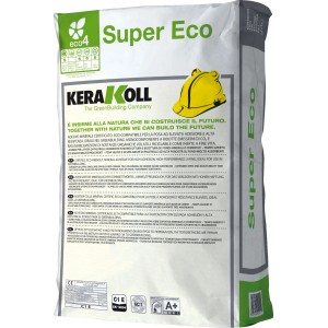 Sacco di adesivo per piastrelle Kerakoll Super Eco, adatto per alta adesione e prestazioni.