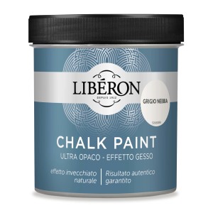 Barattolo di pittura a gesso grigia Liberon per effetti decorativi.