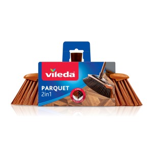 Scopa Vileda Parquet 2in1 con setole effetto legno per la pulizia di pavimenti delicati.