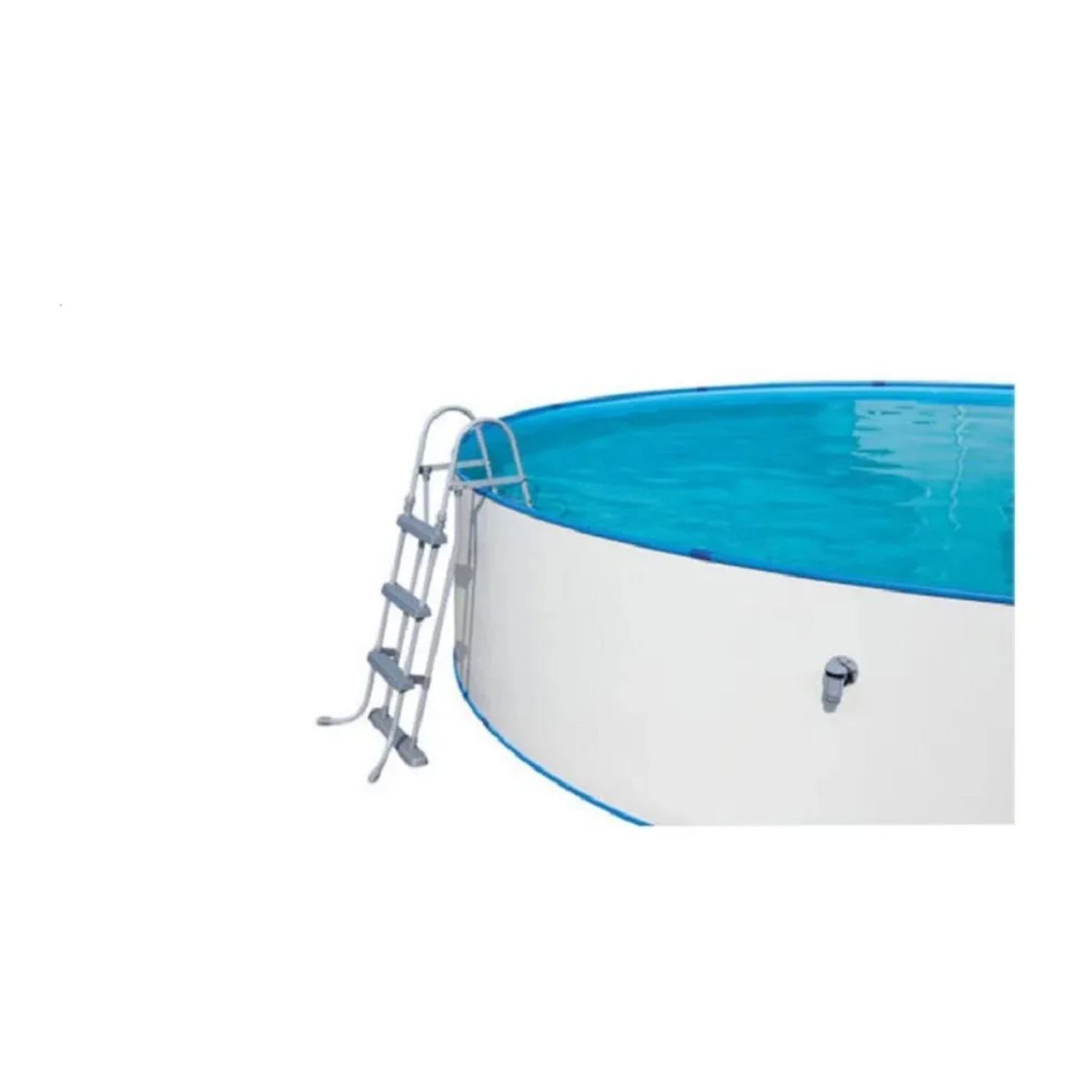 Piscina fuori terra con scaletta. La scaletta facilita l'ingresso in piscina.