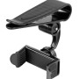 Supporto per cellulare nero per parasole auto, accessorio interno auto.