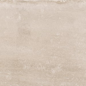 Piastrella per pavimenti beige con leggera marmorizzazione.