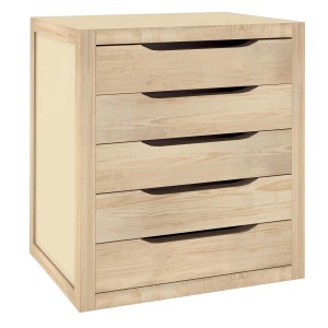 Cassettiera t.b.t. con 5 cassetti in legno chiaro.