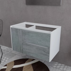 t.b.t. Mobile bagno sospeso con frontali grigi.