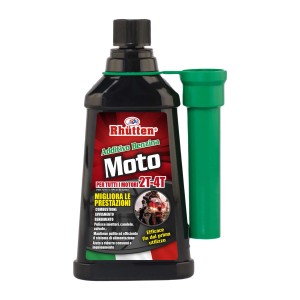 Additivo benzina Rhütten Moto per motori 2T-4T. Migliora le prestazioni, pulisce e riduce il consumo.
