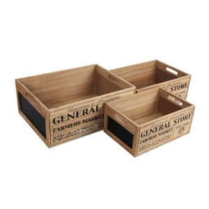 Set 3 cassette portaoggetti in legno S/M/L marrone chiaro