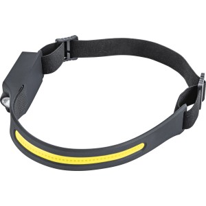 Lampada frontale LED nera con accento giallo, ricaricabile, 400 lumen, per il negozio online OBI.