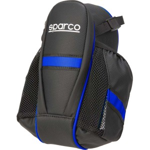 Borsa da bici t.b.t. nera con dettagli blu e tasca a rete.