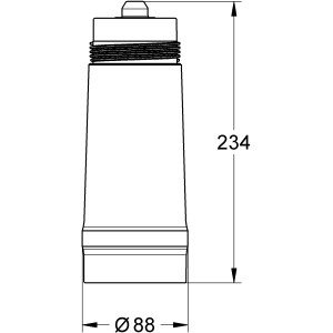 Disegno tecnico filtro a carbone attivo Grohe Blue: Filtro per sistemi acqua Grohe Blue, dimensioni 234 x 88 mm.