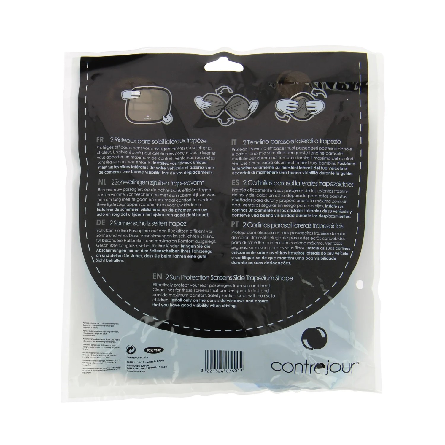 t.b.t. Parasole per finestrini auto, forma trapezoidale, 2 pezzi.