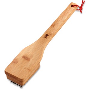 Spazzola per griglia Weber con manico in bambù, 30 cm, per pulire le griglie a carbone.