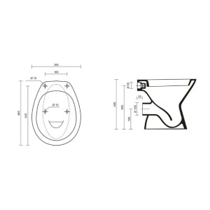 Vaso a terra Lake WC scarico a parete in ceramica bianco