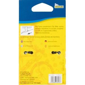 Cavo freno posteriore per bici da città, acciaio, 178 cm. Ricambio per riparazioni.