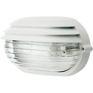 Applique da esterno t.b.t. bianca con vetro rigato e lamelle.