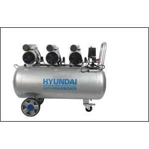 Compressore Hyundai argentato con tre motori e ruote.
