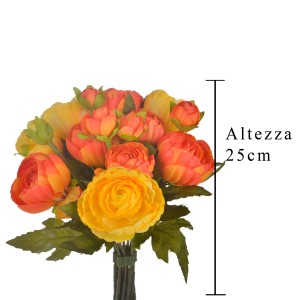 Bouquet di fiori finti giallo e arancione, altezza 25cm.