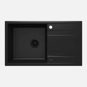 Lavello 1 vasca gocciolatoio Idrostile Güines 500x209 mm Nero