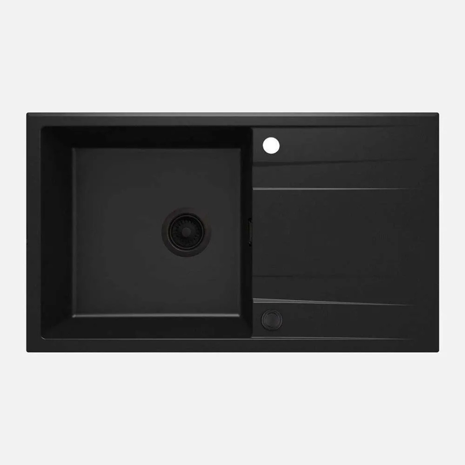 Lavello 1 vasca gocciolatoio Idrostile Güines 500x209 mm Nero