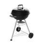 Griglia a carbone Weber Compact Kettle 47 cm nera con coperchio e ruote.