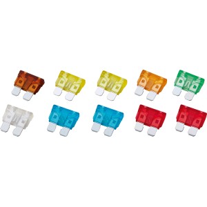 Set di 10 fusibili per auto, assortiti per colore (5A-30A).