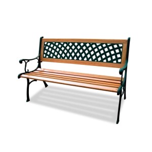 Panca da giardino in ghisa e legno Garden Friend Rombo 125x52x74 cm verde antico