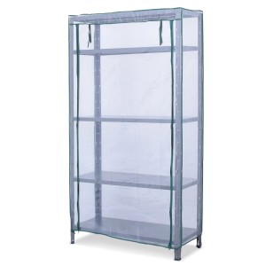 t.b.t. Organizer armadio con copertura protettiva trasparente e ripiani multipli.