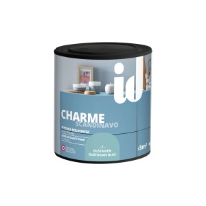 Barattolo di pittura decorativa t.b.t. color Blu Gustaviano. Pittura murale decorativa per interni.