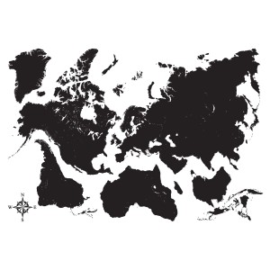 Adesivo da parete con mappa del mondo nera, ideale per un design creativo della stanza.