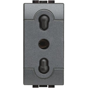 Inserto t.b.t. per interruttori e prese in grigio.
