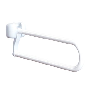 Maniglione di sicurezza pieghevole bianco per il bagno.