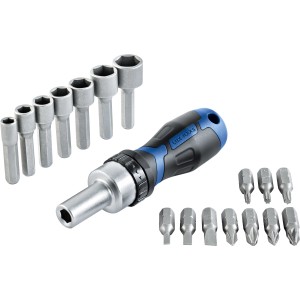 LUX-TOOLS Set di utensili in scatola da 18 pezzi: set di inserti con cacciavite e vari inserti per cassette degli attrezzi.