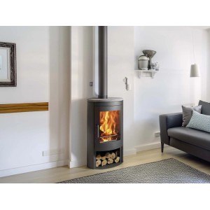 Stufa a legna Panadero Oval 1 Stone in acciaio 7,3 kW Black Metalic