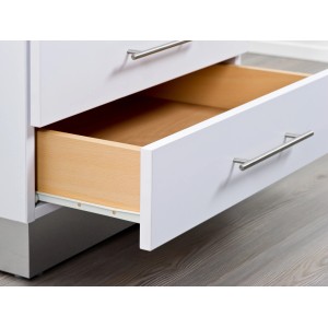 Guide per cassetti a rulli Hettich, 300 mm, bianco, per cassetti con chiusura ammortizzata e blocco anti-uscita.