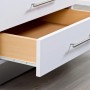 Guide per cassetti a rulli Hettich, 300 mm, bianco, per cassetti con chiusura ammortizzata e blocco anti-uscita.