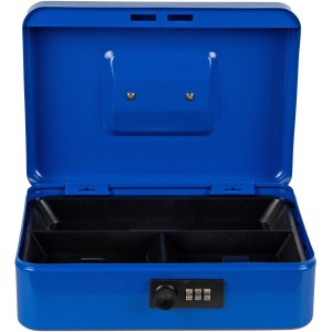 Cassetta di sicurezza Burg-Wächter blu aperta con serratura a combinazione Money Code 5025.