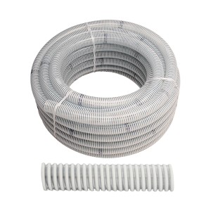 Tubo per irrigazione t.b.t. grigio flessibile arrotolato.