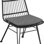 Sedia nera del set balcone Takone 3 pezzi con cuscino grigio.