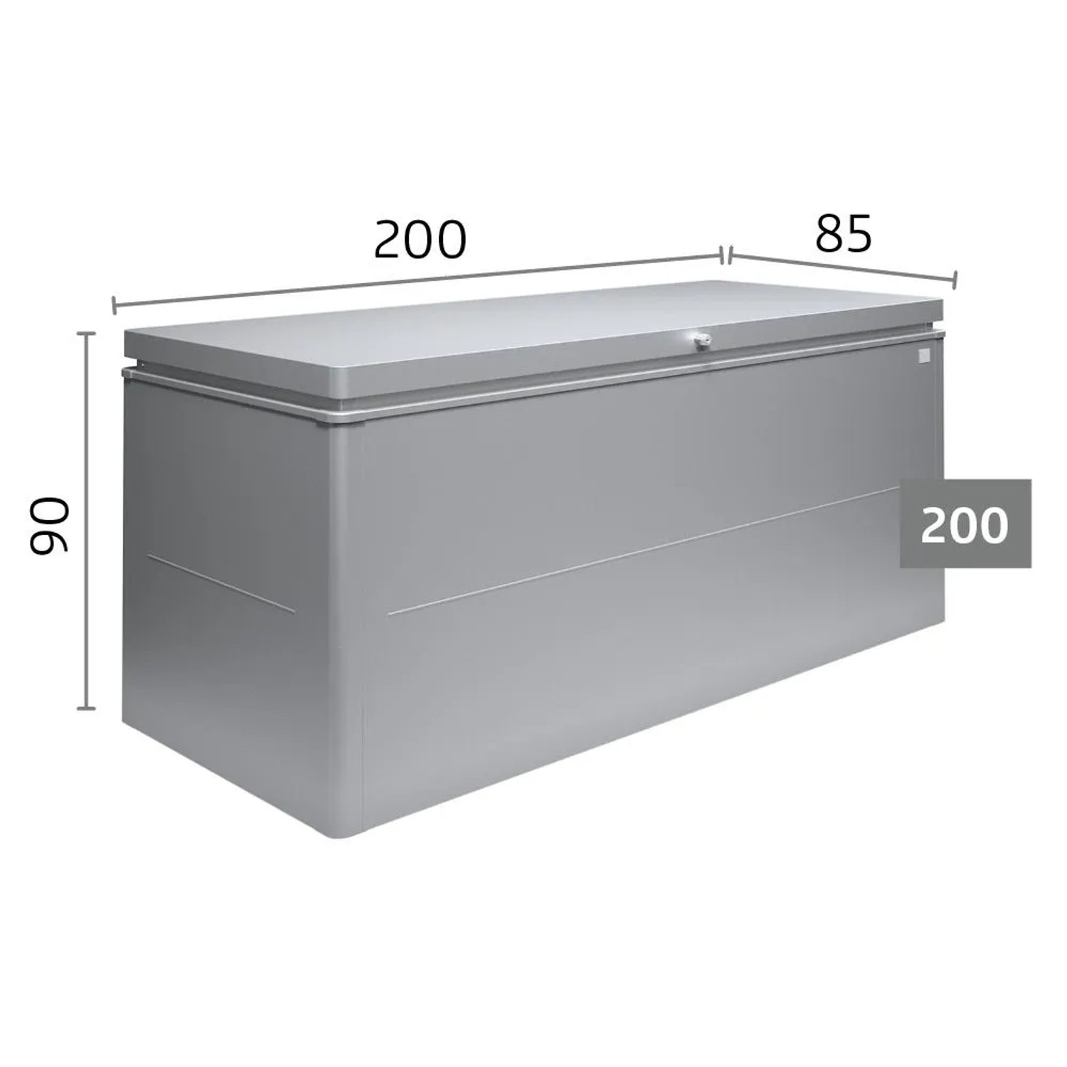 Biohort LoungeBox 200 grigio scuro metallizzato. Box universale rettangolare impermeabile per cuscini. Misure: 200x85x90 cm.