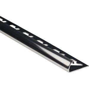 Profilo di finitura a quarto di cerchio in acciaio inox lucido per piastrelle, 10 mm x 2,5 m.