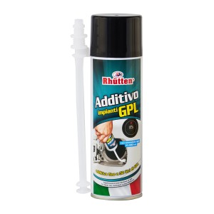Rhütten Additivo GPL, additivo olio per impianti a gas con tubo di riempimento.