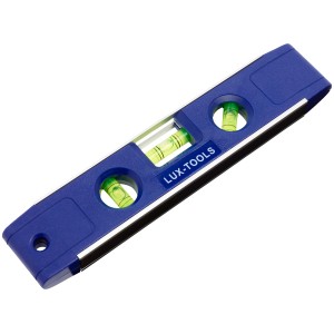 Livella a bolla LUX Torpedo, 225 mm, blu, con tre fiale per misurazioni precise.