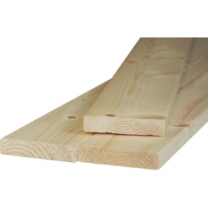 Listelli in legno piallato di colore chiaro, ideali per progetti di costruzione e ristrutturazione.