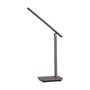 Moderna lampada da tavolo a LED grigia. Ideale come lampada da scrivania o da comodino.