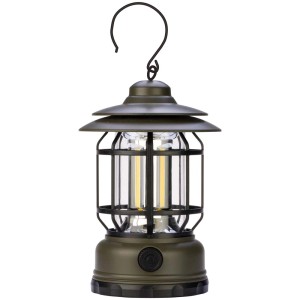 Lanterna Torce t.b.t. color oliva con gancio e lampadina LED.