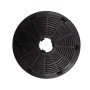 Filtro a carboni attivi rotondo nero per cappe aspiranti.